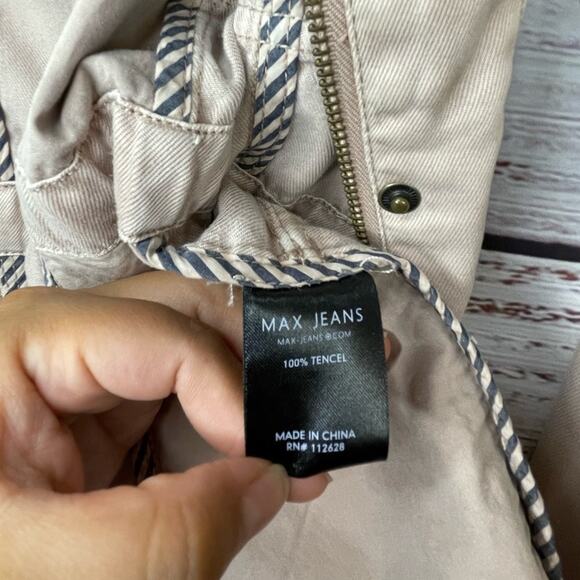 Max Jeans Utility Lightweight Eyelet Pockets Jacket Full Zip Pink Beige Size XS - Picture 11 of 11